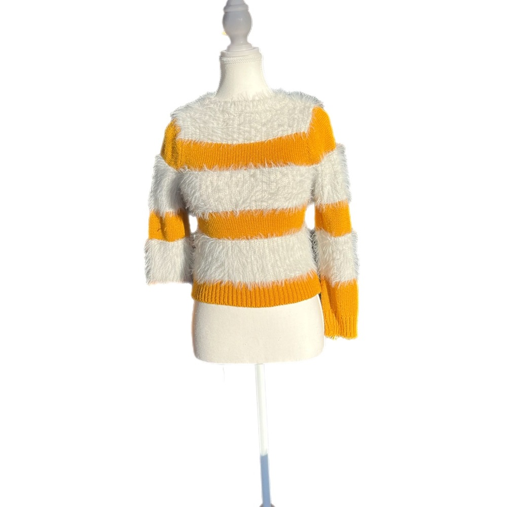 Chelsea & Violet : Kids yellow and white fuzzy sweater